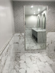 Dove Gray Subway Tile 3×6 styled in a finished room