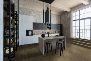 Doverton Gray Reclaimed Clay Brick styled in a finished room