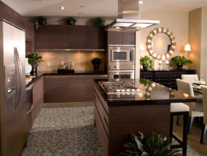 Driftwood Hexagon Mosaic styled in a finished room