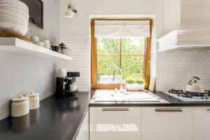 Dymo Chex White 12×24 Glossy styled in a finished room