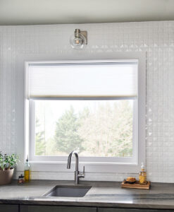 Dymo Chex White 12×24 Glossy styled in a finished room