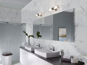 Dymo Statuary 12×24 Glossy Large Format styled in a finished room