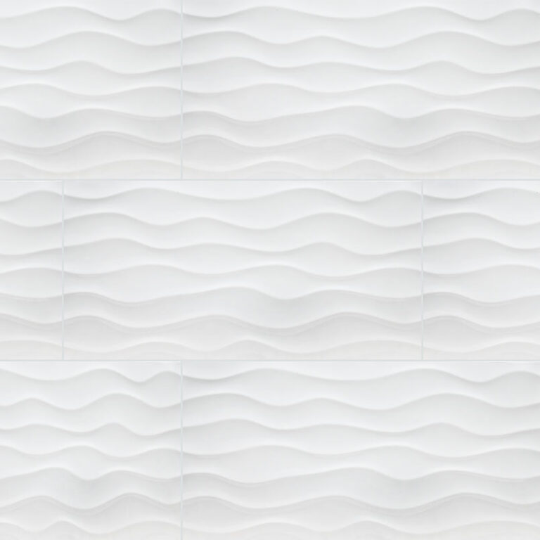 Dymo Wavy White 12×24 Glossy ceramic backsplash tile