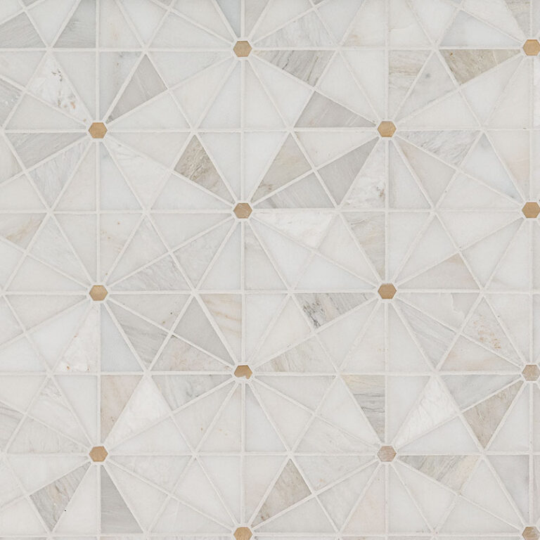 Elegante Pinwheel Gold mixed materials backsplash tile