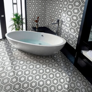 Georama Nero Polished styled in a finished room
