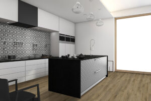 Georama Nero Polished styled in a finished room