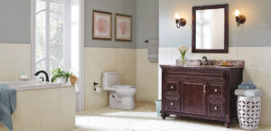 Honey Comb Multi Finish 2″ Hexagon Mosaic styled in a finished room