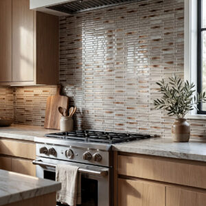 Champagne Blend Interlocking 6mm styled in a finished room
