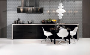 Ice Bevel Subway 2x6x8mm styled in a finished room