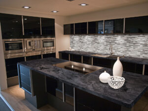 Gray Cliff Interlocking 4mm styled in a finished room