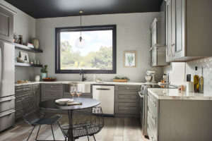 Gray Glossy Fish Scale Mosaic styled in a finished room