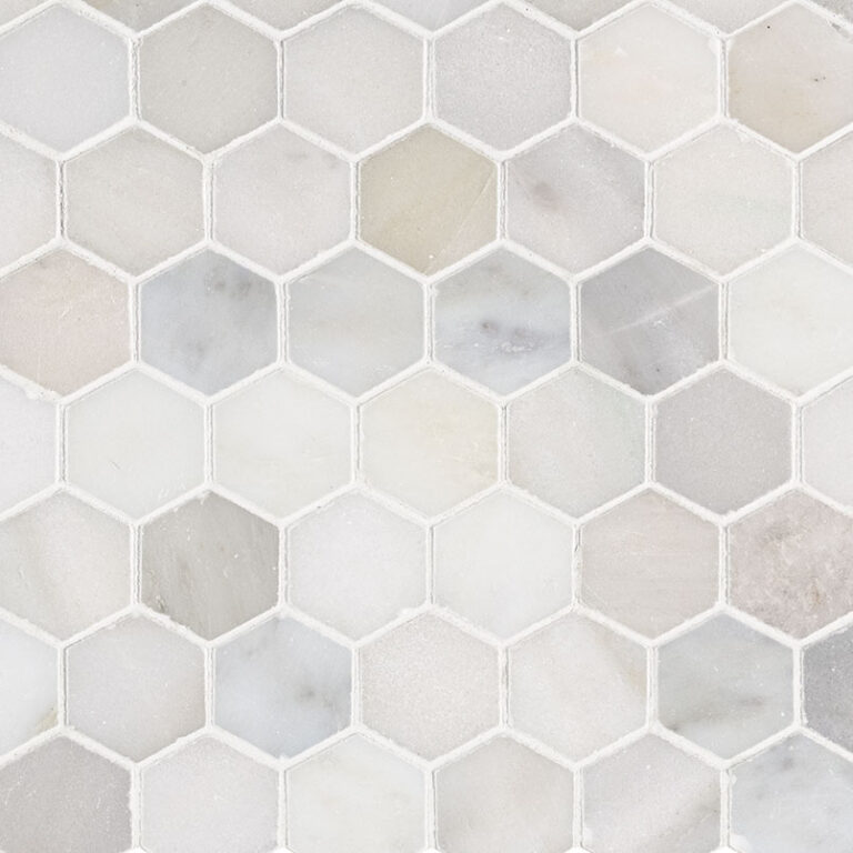 Greecian White 2″Hexagon Polished glass backsplash tile