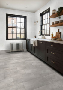 Greecian White 8″ Hexagon Polished styled in a finished room