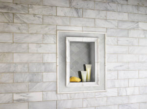 Greecian White Arabesque styled in a finished room