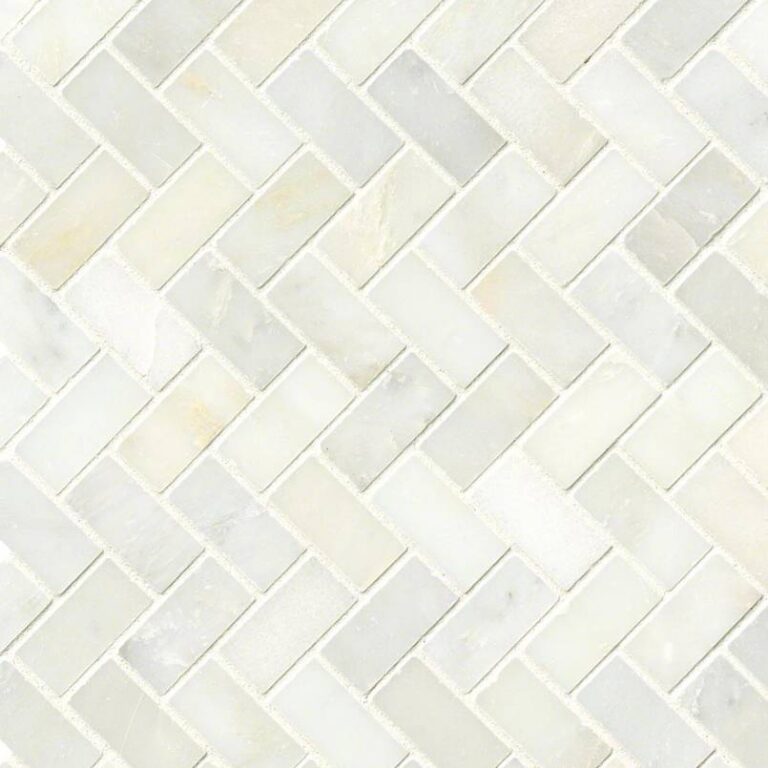 Greecian White Herringbone Pattern natural stone backsplash tile