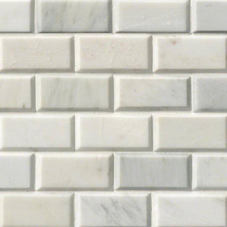 Greecian White Beveled Subway Tile 2×4 natural stone backsplash tile