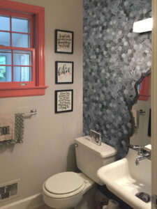 Henley Multi Finish Hexagon Mosaic styled in a finished room