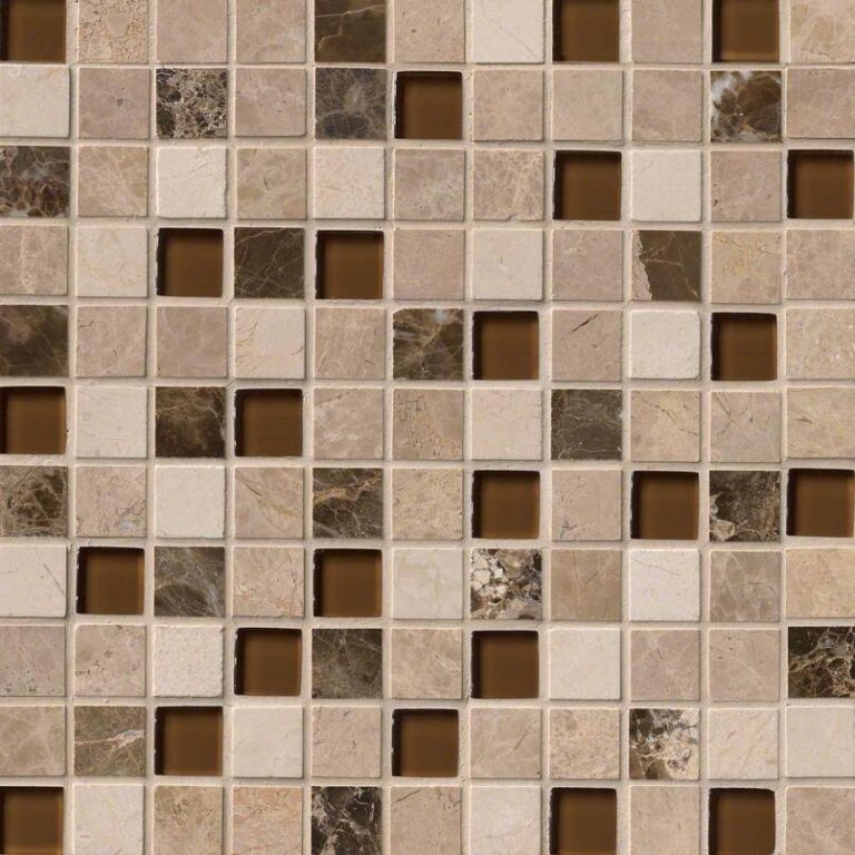 Ibiza Blend 1″ x 1″ Glass & Stone Blend Mosaic Sheet mixed materials backsplash tile
