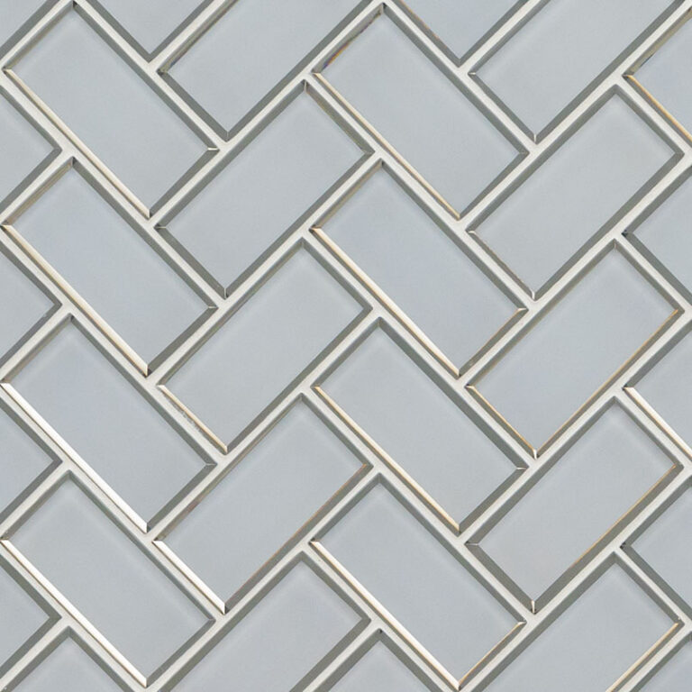 Ice Bevel Herringbone 8mm glass backsplash tile
