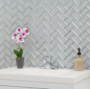 Ice Bevel Herringbone 8mm styled in a finished room