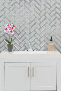Ice Bevel Herringbone 8mm styled in a finished room