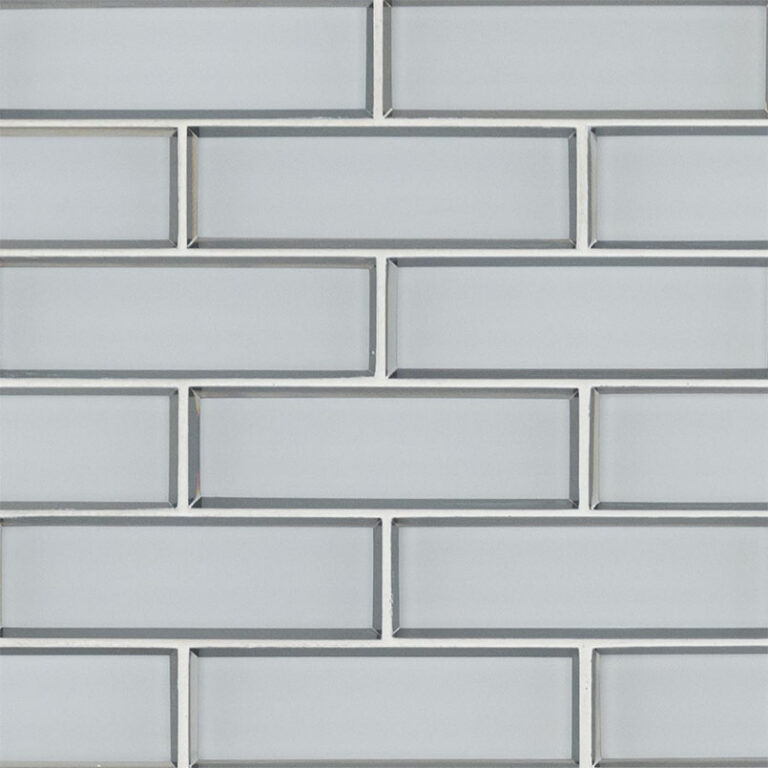 Ice Bevel Subway 2x6x8mm glass backsplash tile