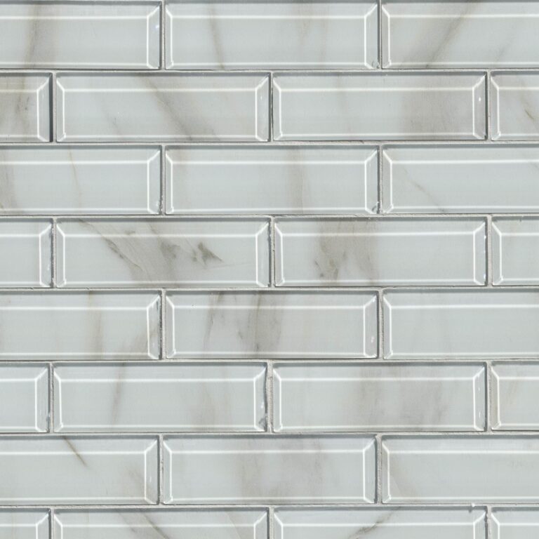 Ivory Amber Beveled Subway 8mm glass backsplash tile
