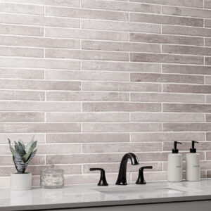 Brickstone Ivory Brick 2×18 styled in a finished room