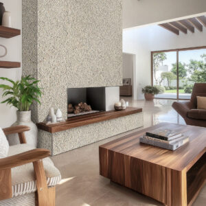 Ivory White Mini Pebble styled in a finished room