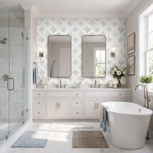 Verona Gold Pattern styled in a finished room