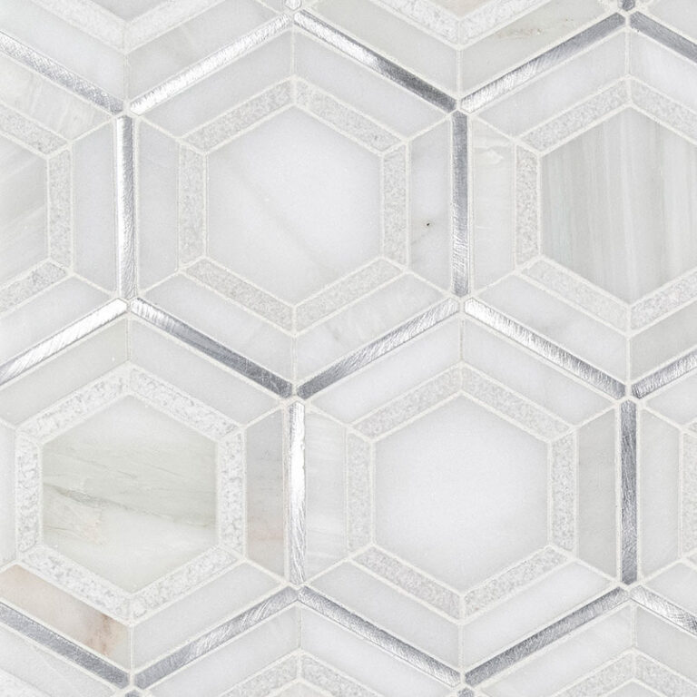 Medici Silver Pattern mixed materials backsplash tile