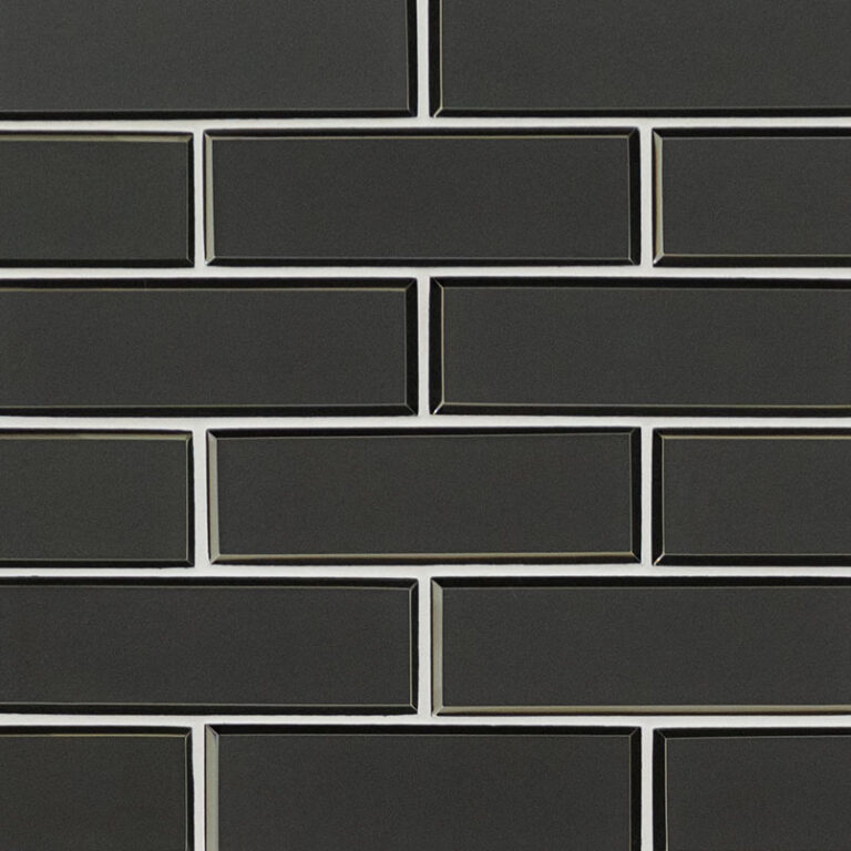 Metallic Gray Bevel Subway glass backsplash tile