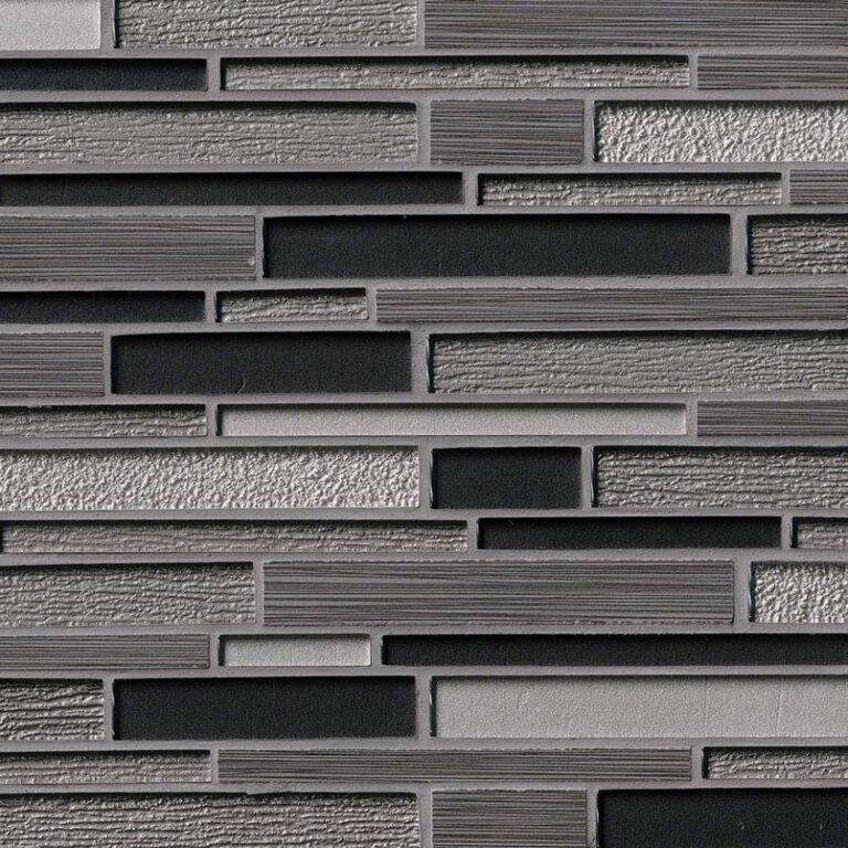 Metro Gris Blend Interlocking mixed materials backsplash tile