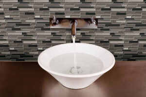Metro Gris Blend Interlocking styled in a finished room