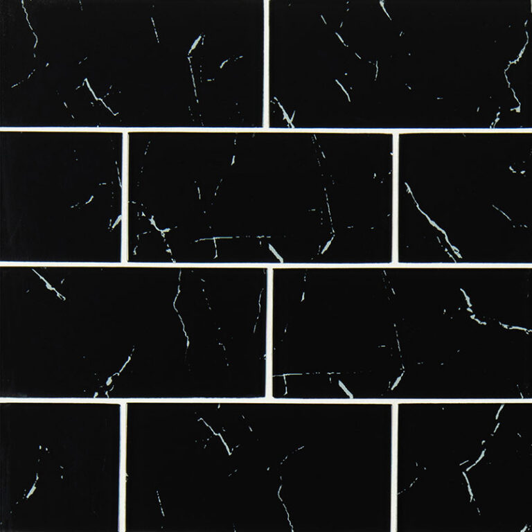 Nero Marquina Glass 3x6x8mm glass backsplash tile