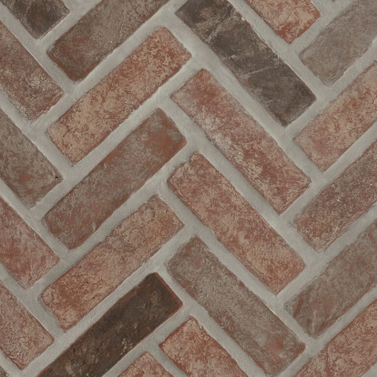 Noble Red Reclaimed Clay Brick Herringbone ceramic backsplash tile