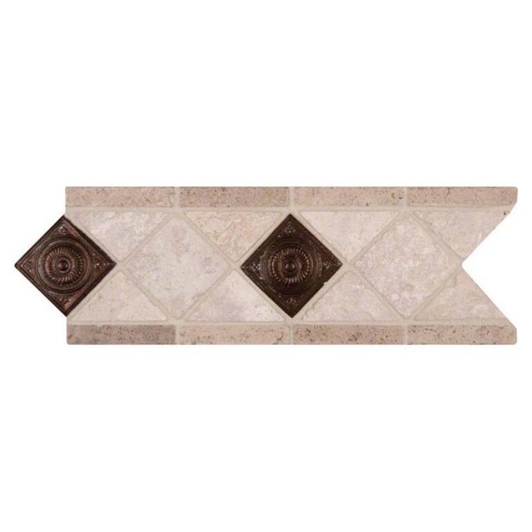 Noce Chiaro Cop Scudo 4×12 Listel mixed materials backsplash tile