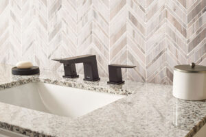 Palisandro Chevron Polished styled in a finished room