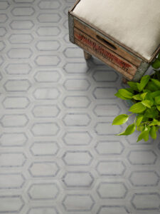 Pavilion Picket Polished Marble styled in a finished room