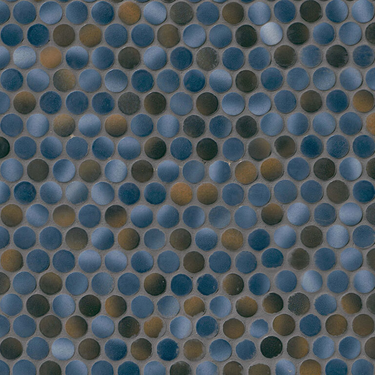 Penny Round Azul Glossy glass backsplash tile