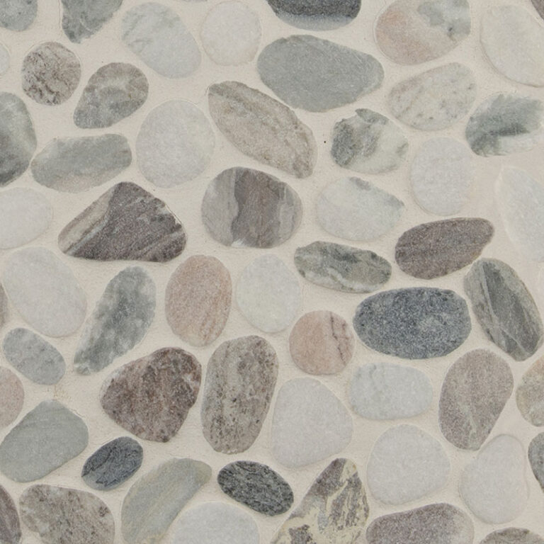 Puebla Greige Pebble glass backsplash tile