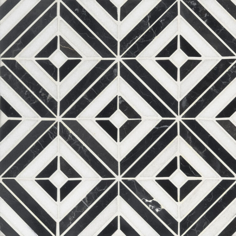 Rhombix Nero Polished glass backsplash tile
