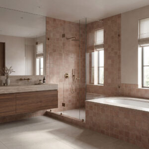 Terracotta Square 4×4 Matte styled in a finished room