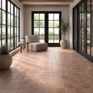Terracotta Square 4×4 Matte styled in a finished room