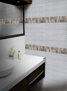 Crystallized Glass Blend 8mm Savoy Picket styled in a finished room
