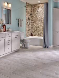 Serenity Stone Pebble Polished styled in a finished room