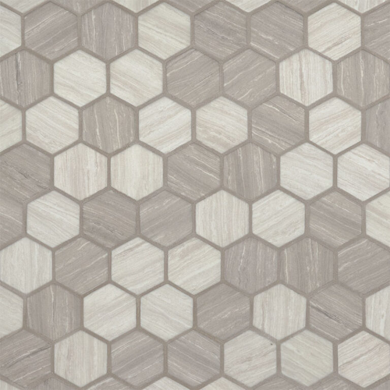 Silva Oak 2″ Hexagon Mosaic glass backsplash tile
