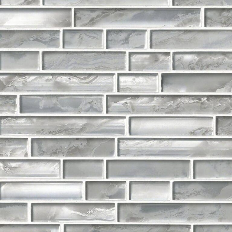 Crystallized Glass Blend 8mm Silver Canvas glass backsplash tile