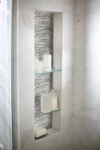 Crystallized Glass Blend 8mm Silver Canvas styled in a finished room