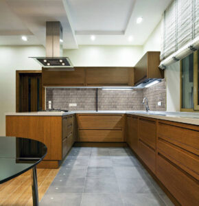 Silver Travertine Subway Tile 2×4 styled in a finished room
